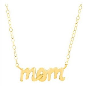 Just Gold 'Mom' Script Necklace in 14K Gold